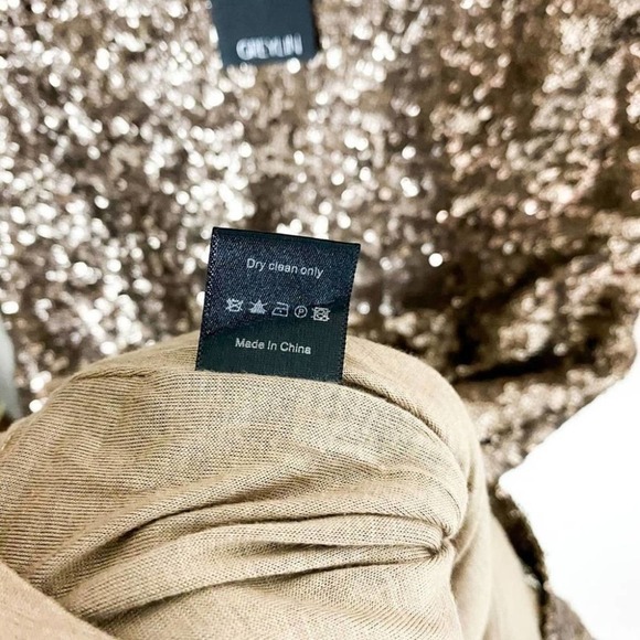 Greylin Gold Sequin Long Sleeve Sheath Dress Size S Small - Picture 11 of 13